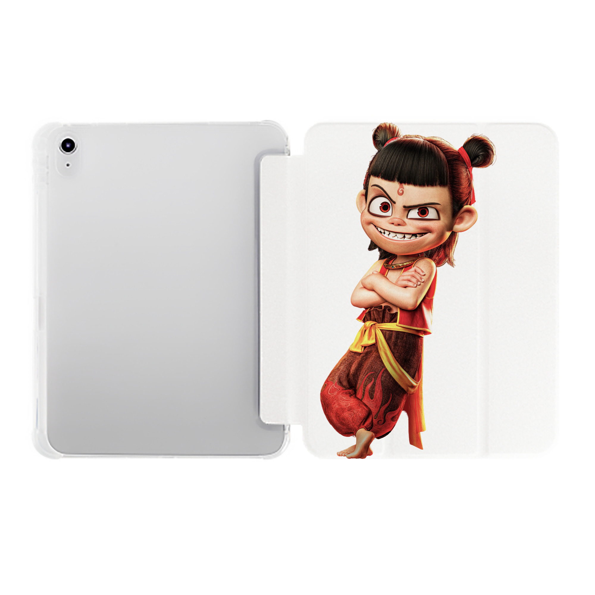 （画像用） Ne Zha 2 ナタ 魔童の大暴れ IPad ケース ペン収納付き 三つ折りスタンド PUレザー×シリコン 対応機種9.5/10.5/10.9インチ